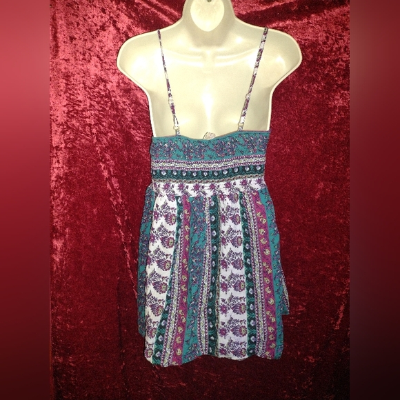 Bohemian Floral Strappy Cotton Dress sz L - Picture 4 of 5